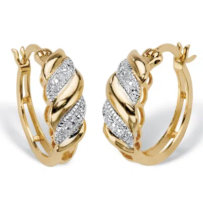 Palm Beach Jewelry Diamond Accent Gold-plated Banded S-link Hoop Earrings In White