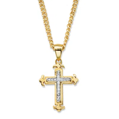 Palm Beach Jewelry Diamond Accent Gold-plated Cross Pendant Necklace 22" In White