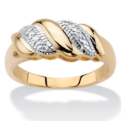 Palm Beach Jewelry Diamond Accent Gold-plated Diagonal Ring In Yellow