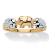 Palm Beach Jewelry Diamond Accent Gold-plated Silver Elephant Ring In Yellow
