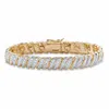 Palm Beach Jewelry Diamond Accent Gold-plated Two-tone Pave-style S-link Tennis Bracelet 7"
