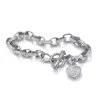 Palm Beach Jewelry Diamond Accent Heart Charm Bracelet In Platinum-plated Sterling Silver 7.25"