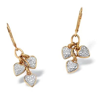 Palm Beach Jewelry Diamond Accent Heart Charm Drop Earrings In 14k Gold-plated Sterling Silver In White