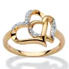 Palm Beach Jewelry Diamond Accent Interlocking Heart Ring In 18k Yellow Gold-plated Sterling Silver In White