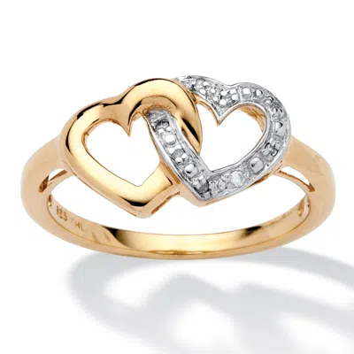 Palm Beach Jewelry Diamond Accent Interlocking Heart Ring In Gold-plated Sterling Silver In White