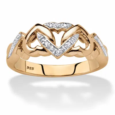 Palm Beach Jewelry Diamond Accent Interlocking Hearts Ring In 18k Gold-plated Sterling Silver In White