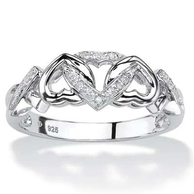 Palm Beach Jewelry Diamond Accent Interlocking Hearts Ring In Platinum-plated Sterling Silver In White