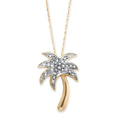 Palm Beach Jewelry Diamond Accent Palm Tree Pendant Necklace In 14k Gold-plated Sterling Silver In White