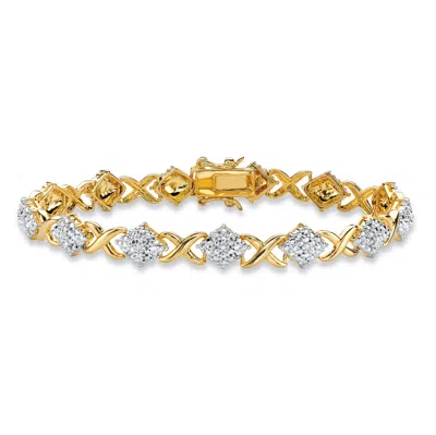 Palm Beach Jewelry Diamond Accent Pave-style 14k Yellow Gold "x And O" Tennis Bracelet 7.5"