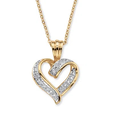 Palm Beach Jewelry Diamond Accent Pave-style 18k Gold-plated Heart Pendant Necklace 18"-19" In White
