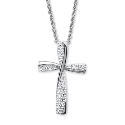 Palm Beach Jewelry Diamond Accent Platinum-plated Sterling Silver Cross Pendant Necklace 18"