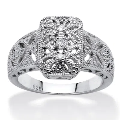 Palm Beach Jewelry Diamond Accent Platinum-plated Sterling Silver Filigree Ring In White