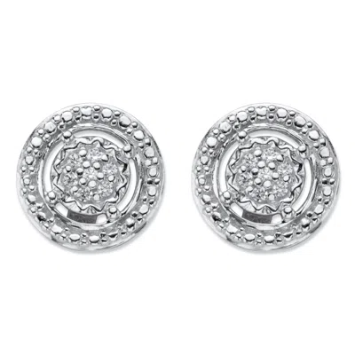 Palm Beach Jewelry Diamond Accent Platinum-plated Sterling Silver Floating Halo Earrings