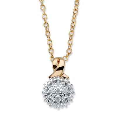 Palm Beach Jewelry Diamond Accent Round Two-tone Gold-plated Cluster Pendant Necklace 18"-20" In White