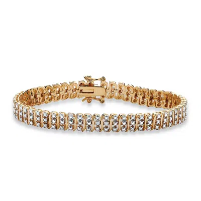 Palm Beach Jewelry Diamond Accent S-link Tennis Bracelet Yellow Gold-plated 8"