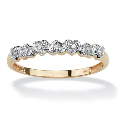Palm Beach Jewelry Diamond Accent Solid 10k Gold Multi-heart Promise Band Ring In White