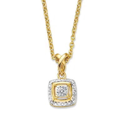 Palm Beach Jewelry Diamond Accent Squared Two-tone Gold-plated Pendant Necklace 18" In White