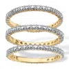 Palm Beach Jewelry Diamond Accent Yellow Gold-plated 3-piece Stack Ring Eternity Band Set In White