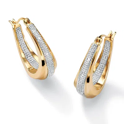 Palm Beach Jewelry Diamond Accent Yellow Gold-plated Oval-shaped Inside-out Hoop Earrings In White