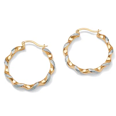 Palm Beach Jewelry Diamond Accent Yellow Gold-plated Twisted Hoop Earrings (39mm) In White