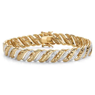 Palm Beach Jewelry Diamond-cut Diamond Accent 18k Gold-plated Two-tone S-link Bracelet 7.5"