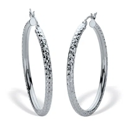 Palm Beach Jewelry Diamond Cut Hoops Sterling Silver 1 1/2" Diameter In White