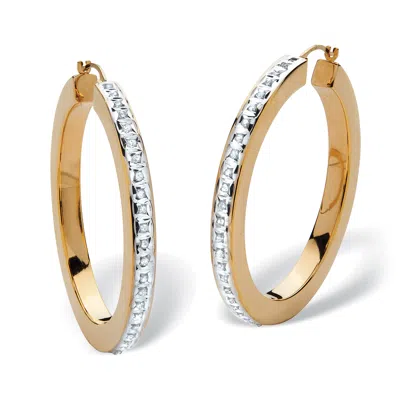 Palm Beach Jewelry Diamond Fascination 14k Gold Nano Ultra-lightweight Diamond Resin Filled Hoops In White
