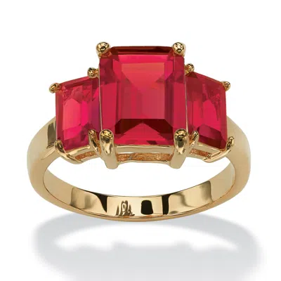 Palm Beach Jewelry Emerald-cut Birthstone Ring Gold-plated In Red