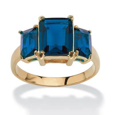 Palm Beach Jewelry Emerald-cut Birthstone Ring Gold-plated In Blue