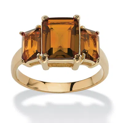 Palm Beach Jewelry Emerald-cut Birthstone Ring Gold-plated In Brown
