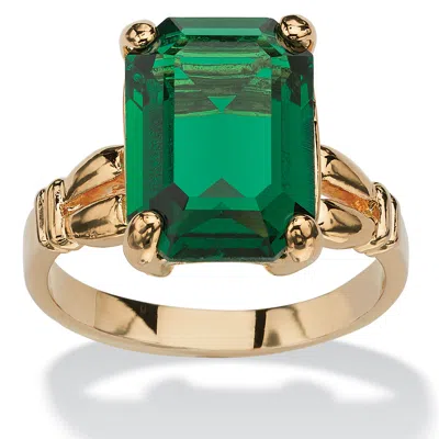 Palm Beach Jewelry Emerald Simulated Birthstone Gold-plated Ring In Multi