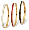 Palm Beach Jewelry Enamel Gold Ion-plated Stainless Steel Bangle Bracelets 7-inch, 3-piece Set