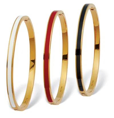 Palm Beach Jewelry Enamel Gold Ion-plated Stainless Steel Bangle Bracelets 7-inch, 3-piece Set