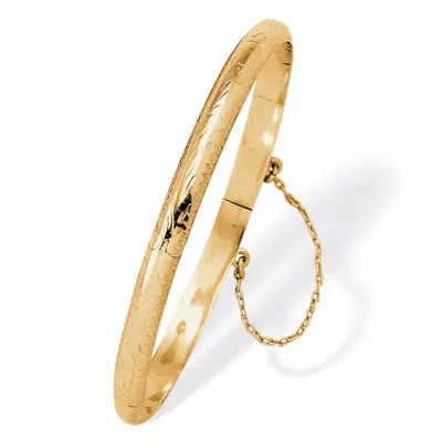 Palm Beach Jewelry Etched Bangle Bracelet In 18k Yellow Gold Over .925 Sterling Silver 7"