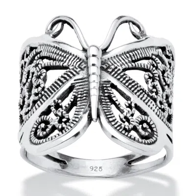 Palm Beach Jewelry Filigree .925 Sterling Silver Butterfly Wrap Ring In White