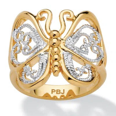 Palm Beach Jewelry Filigree Butterfly Ring In 18k Gold-plated In Yellow