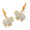 Palm Beach Jewelry Filigree Elephant Drop Pierced Earrings In Tutone 18k Gold-plated In Yellow