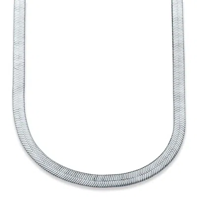 Palm Beach Jewelry Flexible Herringbone Chain Necklace .925 Sterling Silver 18" Length In White
