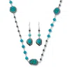 Palm Beach Jewelry Genuine And Simulated Turquoise Silvertone Necklace Set 36-inch In Multi
