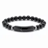 Palm Beach Jewelry Genuine Black Agate Beaded Silvertone Stretch Bracelet 7-inch