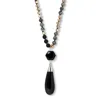 Palm Beach Jewelry Genuine Black Agate Silvertone Drop Necklace 32-inch