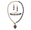 Palm Beach Jewelry Genuine Black Howlite And Onyx Goldtone Beaded Necklace Set 18-inch