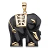 Palm Beach Jewelry Genuine Black Jade Solid 10k Yellow Gold Elephant Pendant