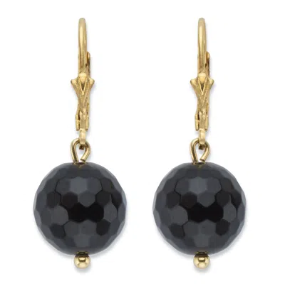 Palm Beach Jewelry Genuine Black Onyx 14k Gold-plated Sterling Silver Bead Drop Earrings