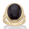 Palm Beach Jewelry Genuine Black Onyx 14k Gold/silver Oval Halo Ring In Yellow