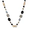Palm Beach Jewelry Genuine Black Onyx And Gray Labradorite Goldtone Drop Necklace 34-inch