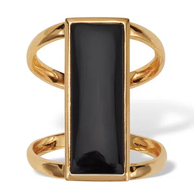Palm Beach Jewelry Genuine Black Onyx Gold-plated Silver Ring In Yellow