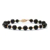 Palm Beach Jewelry Genuine Black Onyx Solid 10k Yellow Gold Round Beaded Bracelet 8"