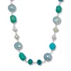 Palm Beach Jewelry Genuine Blue Jasper And Cultured Freshwater Pearl Silvertone Necklace 34-inch