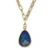 Palm Beach Jewelry Genuine Blue Sodalite Goldtone Drop Necklace 20-inch